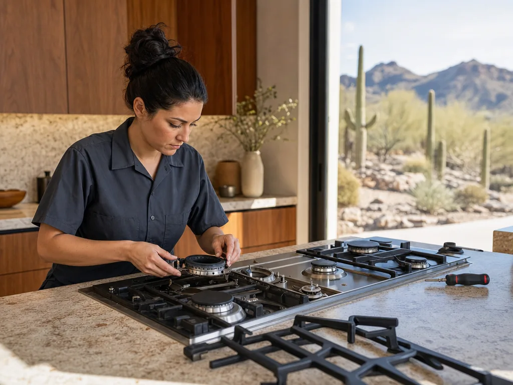 Gas burner service during an appliance repair visit in Phoenix, Arizona