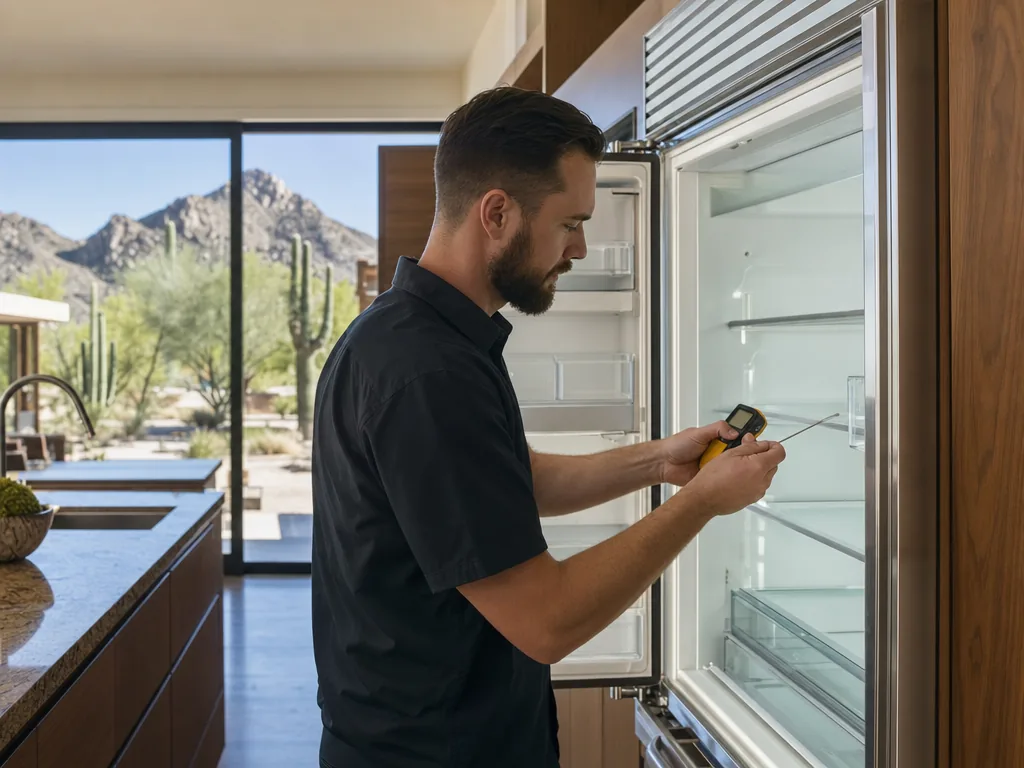 Refrigeration diagnostics during an appliance repair visit in Phoenix, Arizona